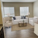 Photo of a living room inside of a one bedroom apartment at Traditions of West Chester